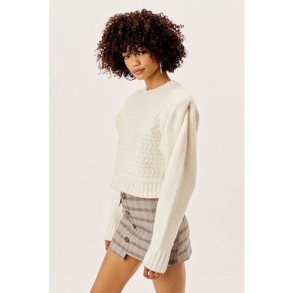 For Love & Lemons Puff Sleeve Cable Knit Sweater - Picture 7 of 9